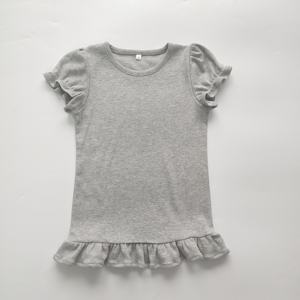 Puff Sleeve Baby Clothes Lace Bottom Girls' <b>Blank</b> T-shirts Funny Tshirts <b>Blank</b> t Shirt for Sublimation - Product Image 2