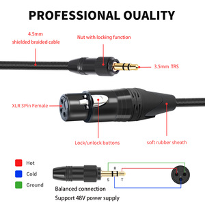 Cable coaxial <span class=keywords><strong>XLR</strong></span> de 3 pines TRS de 3,5 mm con conector <span class=keywords><strong>jack</strong></span> de 3,5 mm, cable auxiliar de 2 m para amplificador, micrófono, altavoz de ordenador, con revestimiento de PVC. - Product Image 4