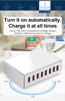 Chargeur rapide multi-ports USB2.0 8 ports 50W 5V en gros, station de charge de bureau pour ordinateur portable/téléphone/tablette/montre/écouteurs