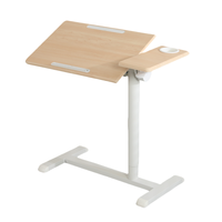 Bureau d'appoint réglable en hauteur ADA à levage pneumatique, table durable pour ordinateur portable avec forme carrée et roulettes