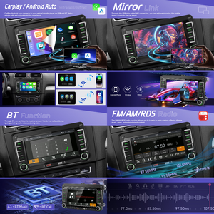 Reproductor Multimedia para Auto Podofo de 7'' Doble DIN, MP5, con Carplay y Android Auto Inalámbricos, Bluetooth, para <span class=keywords><strong>VW</strong></span>/PASSAT/<span class=keywords><strong>POLO</strong></span>/GOLF - Product Image 2
