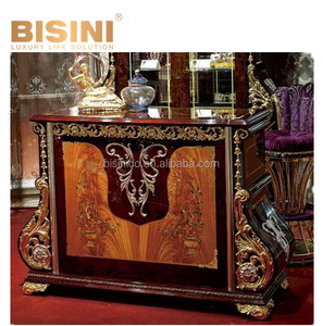 Mueble de latón de diseño Retro italiano mostrador y taburete de <span class=keywords><strong>Bar</strong></span> de madera, mesa de <span class=keywords><strong>Bar</strong></span> dorada de 24K con incrustaciones con ajuste de latón - Product Image 1