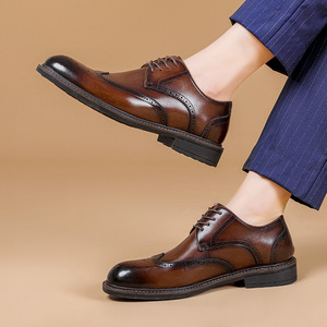 Zapatos Oxford Negros con Cordones y Punta Redonda, Suela de Goma, para Todas las Temporadas, Zapatos de Vestir para el Trabajo, Envío Directo - Product Image 2