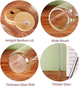 Giá bán buôn 12oz thủy tinh chịu nhiệt rơm ly với nắp tre tách trà - Product Image 4
