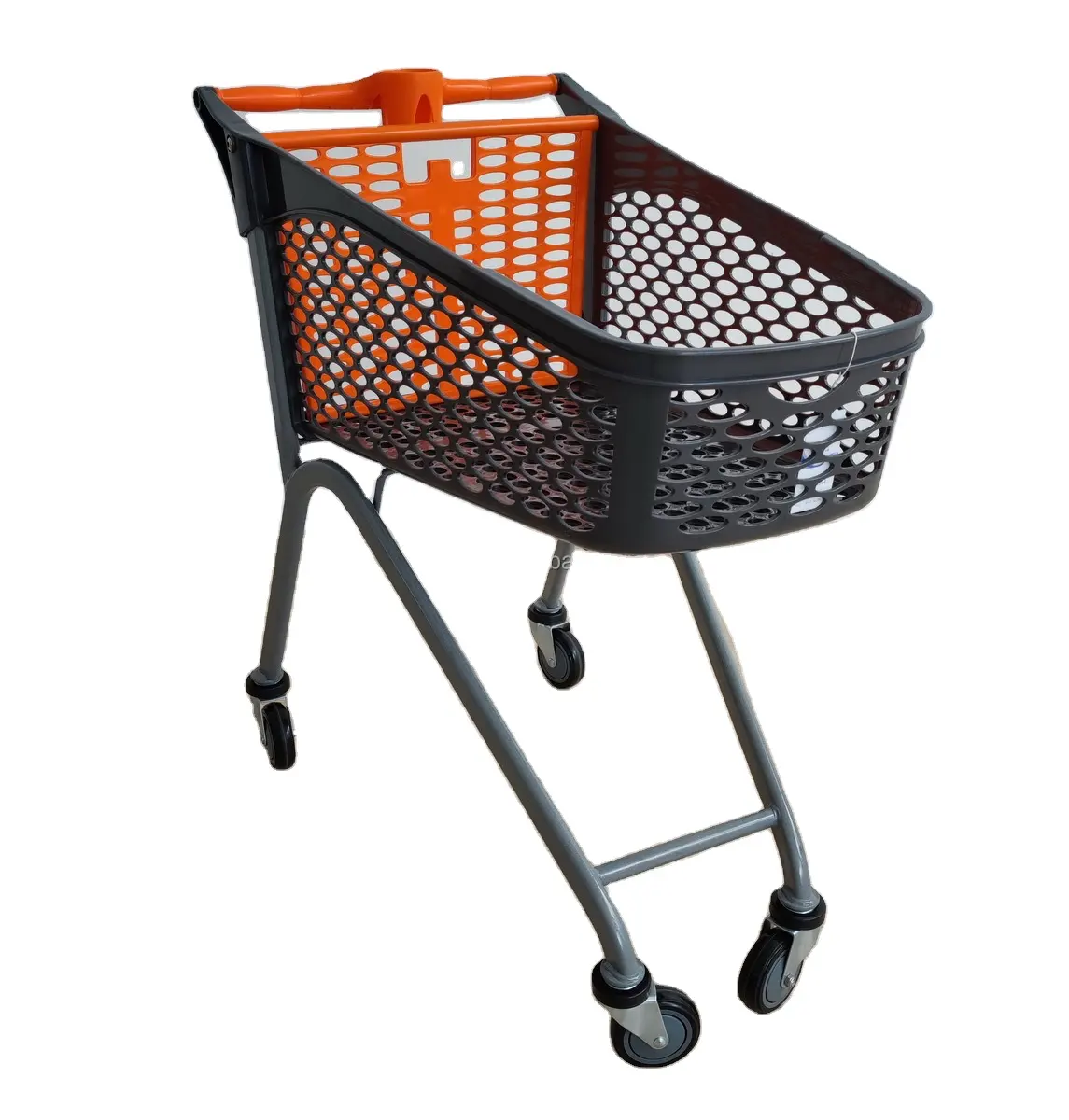 100L Euro Style supermarket plastic shopping trolley cart with cup holder
