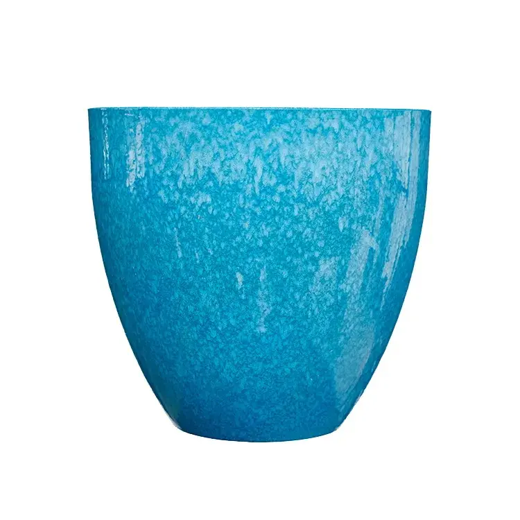 Resin Ceramic Plastic Garden Plant Flower Planter Big Glazed Outdoor Pots Blue Flower Pot