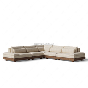 Ensemble de canapé sectionnel en forme de <span class=keywords><strong>L</strong></span> Sageliving Grand, comprenant une table basse en marbre poli, suite de salon moderne de luxe - Product Image 4