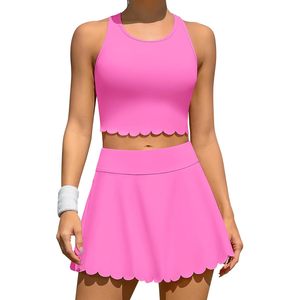 FOXA Women's Tennis Outfit Racerback Crop Top <b>Skirt</b> Set Breathable Spandex Polyester Golf Athletic Wear - Product Image 1