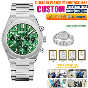 นาฬิกาโครโนกราฟสแตนเลสสตีลหรูหราแบบกำหนดเอง OEM ODM สำหรับนักธุรกิจ กันน้ำ 5ATM เรืองแสง ควอตซ์  ผู้ผลิตนาฬิกาข้อมือ - Product Image 1