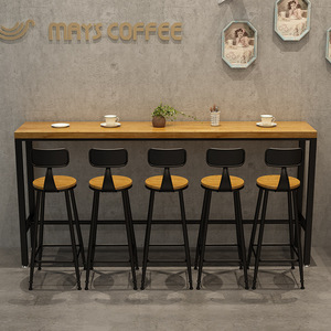 Ensemble <span class=keywords><strong>de</strong></span> <span class=keywords><strong>table</strong></span> et <span class=keywords><strong>de</strong></span> chaises <span class=keywords><strong>de</strong></span> <span class=keywords><strong>bar</strong></span> commerciales modernes en bois massif avec pieds hauts muraux pour salon et usage <span class=keywords><strong>de</strong></span> loisirs - Product Image 3