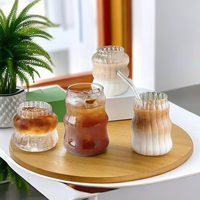 Tasse à fil de verre borosilicaté à bande verticale Mode moderne grande capacité Jus de fruits thé à bulles verre tasse à café glacée
