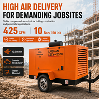 Compresseur d'air à vis diesel portable KAISHAN KSCY 425/10, 10 bars, 150 PSI, pour le forage de roches, les travaux de carrière et la construction