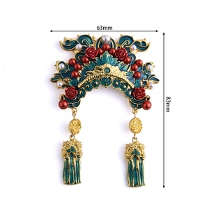 Imán de nevera de metal con borla, estilo único, esmalte suave, color dorado, diseño de tiara y corona, estilo folclórico chino, para decoración de la cabeza. - Product Image 6