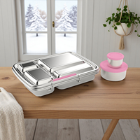 Aohea Deft Design 304 Edelstahl 4 Fächer Isolierte Bento-Brotdose für Kinder mit Saucen-Suppen tasse Lunchbox in Lebensmittel qualität