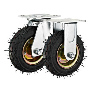 6 "8" 10 "Roulettes pneumatiques en caoutchouc robustes Pneus gonflables pivotants absorbant les chocs Bande de roulement antidérapante pour chariots de construction - Product Image 2