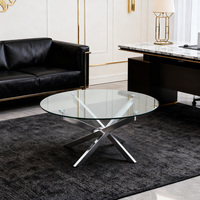 Table basse en verre trempé sur trépied en acier inoxydable doré moderne et simple, meubles de salon, hôtel, KTV