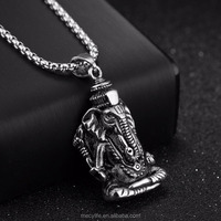 Collar MECYLIFE para Hombre, Joyería Personalizada, Colgante de Ganesha de Acero Inoxidable con Diseño de Elefante Indio Religioso