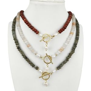 Collar de cuentas de piedras preciosas de 4*6MM, Ojo de Tigre, lapislázuli de Jade amarillo, bonito collar con colgante de perlas reales como regalo, collar de bloqueo OT - Product Image 2