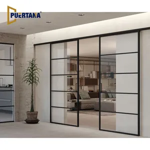 Piazza กรอบประตูอลูมิเนียมกรอบโลหะอุตสาหกรรมสไตล์ Crittall Art Deco สไตล์ลอฟท์ประตูกระจกบานเลื่อน