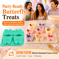 YMS 3D Schmetterlingsförmige Silikon-Antihaft-Kuchenform für Seife, Desserts, Kerzen, Wachsschmelzen, Schokolade, Gelee – Ofen- und spülmaschinenfest