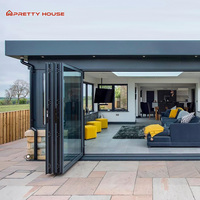 Estilo americano personalizado 6 paneles de vidrio puerta plegable patio exterior impermeable acordeón aluminio francés bi puertas plegables