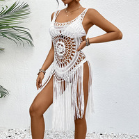 Vestido de Playa de Verano para Mujer, Traje de Baño Negro, Top de Playa Transparente con Malla