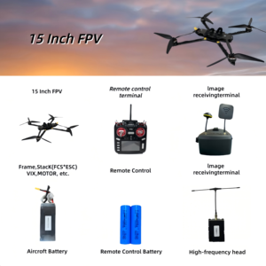 โดรน FPV ขนาด 15 นิ้ว โครงคาร์บอนไฟเบอร์ มอเตอร์แบบไร้แปรงถ่าน รับน้ำหนัก 8-10 กิโลกรัม ควบคุมระยะไกลแบบควอดคอปเตอร์ - Product Image 5