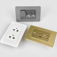 Prise murale de haute qualité avec chargeur rapide USB Type-C et interrupteur, cadre en verre de type 118, pour l'Amérique du Sud, le Brésil et la Thaïlande