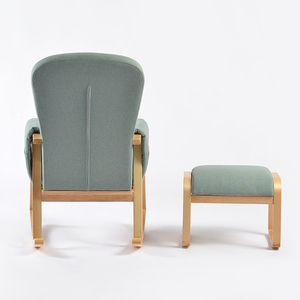 Muebles de madera a precio razonable, Salón mecedora tapizado reclinable de madera curvada con reposapiés - Product Image 4