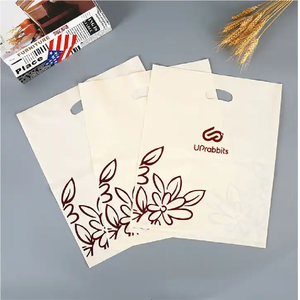 Bolsas de regalo de lujo, bolsa de plástico LDPE biodegradable personalizada, Blanco, Negro, mango troquelado, gracias, compras, bolsas de embalaje al por mayor - Product Image 4