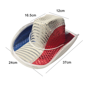 Chapeau de cowgirl lumineux LED scintillant de qualité supérieure, rouge, blanc et bleu, avec visière lumineuse pour le 4 <span class=keywords><strong>juillet</strong></span>, les concerts, les raves et la décoration de la Fête nationale - Product Image 6