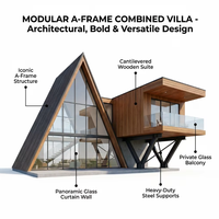 Maison triangulaire moderne en structure acier respirante et personnalisable avec design mobile extensible, garantie 1 an pour l'hébergement touristique