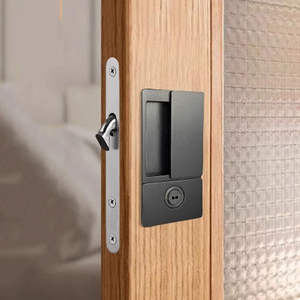 Serrure de porte coulissante moderne - Design plat silencieux - Poignée intégrée - Type magnétique - Alliage de zinc durable - Clé métallique - Pour appartement et école - Product Image 1