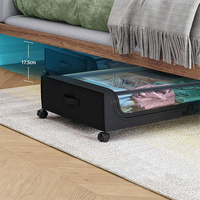 Rangement sous lit avec roulettes, conteneurs de rangement sous lit avec couvercle pour vêtements, couvertures et tiroir organisateur de chaussures