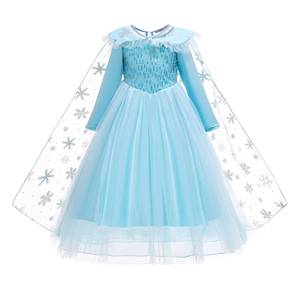 Robe Elsa explosive en gaze à manches courtes bleu glace pour filles, idéale pour les fêtes d'anniversaire et Halloween - Product Image 3