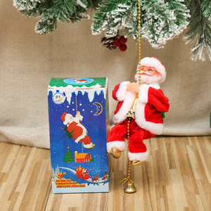 Upgraded Version Climbing Santa Claus 9" Climbs on Beads up and Down Battery Operated Toy with <b>Music</b> Sound Black Moving Figure - Product Image 4