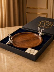CGH Assiette tête de cerf en métal plaqué or, manche long, vintage, écologique, finition miroir, nouveauté créative pour camping, fête et décoration intérieure - Product Image 2