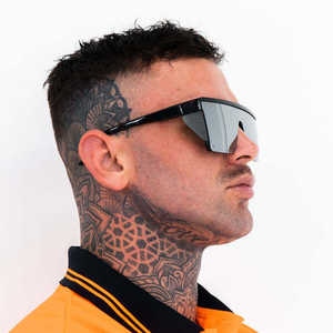 ANSI Z87 디자이너 하이 퀄리티 사용자 정의 로고 안전 안경 사이드 실드 안전 대형 사각 미러 선글라스 남성 여성 - Product Image 4