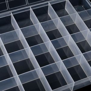 Grande boîte de rangement d'accessoires d'ornement fixe à 24 grilles Boîte de rangement de matériaux d'ornement Boîte à vis en plastique transparent - Product Image 4