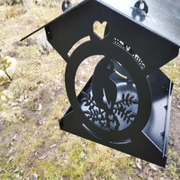 Mangeoire surélevée pour oiseaux JH-Mech, design géométrique, pose stable sur le sol, en acier au carbone résistant à la rouille, pour extérieur, avec poteau
