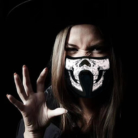Nouveauté : Masque de fête lumineux à LED activé par le son et la voix, masque facial en panneau EL pour Halloween, mascarade, cosplay