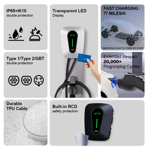 AC 7KW GBT EV-Ladegerät <span class=keywords><strong>Wallbox</strong></span> 380V Heimladestation mit RFID-Kartenleser, Tuya Smart App, IP65, 5M Kabel für Flotten - Product Image 2
