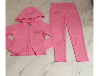 Dames Basic Capri Set, Hoge Stretch Nylon Hoodie & Shorts Set, Streetwear, Tweedelig, Gym Workout Kledingset