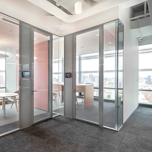 Aluminium Framed Glass <strong>Office</strong> <strong>Partitions</strong> with Fireproof Acoustic Panels Temporary Commercial <strong>Office</strong> Walls - Product Image 5