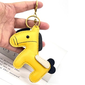 Fashion Top Layer Versatile Bag Pendant Cute Leather Keychain Car Key Holder Cute Pony Design - Product Image 2