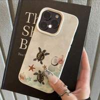 Coque de téléphone pour iPhone 18 13 11 XR 17 13 Pro Max, motif imitation cuir, thème marin, tortues marines