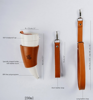 Bouteille isotherme en cuir et acier inoxydable, gourde thermos créative en forme de corne de chèvre, tasse à café, bouteille d'eau
