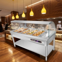Table de maintien au chaud électrique commerciale XY pour buffet, 6 compartiments, en acier inoxydable, température réglable, équipement de restauration