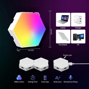 Smart Led Wall Panels with App <b>Control</b> Modern Design White Shade RGB Magic Color Lights for <b>Gaming</b> Room - Product Image 2