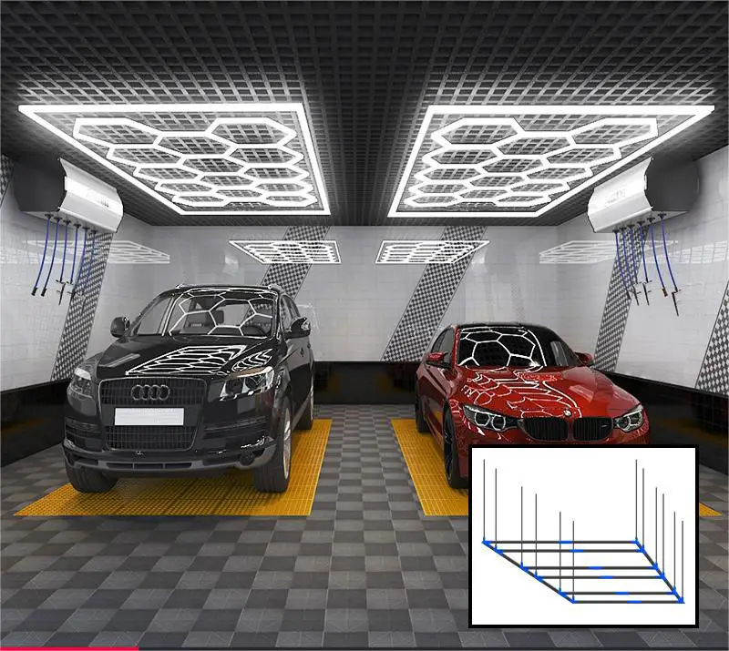 autowäsche arbeitslichter inspektion detail wabenförmige sechseckige tragbare led wasserdichte garagebeleuchtung